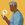 Illustration of an older woman texting on a mustard colored background. There is a speech bubble coming out of the phone with an illustration of a pill inside.
